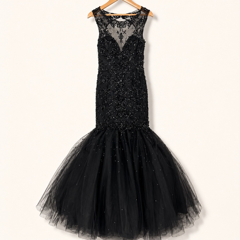 Mori Lee Madeline Gardner Women 6 Gown Mermaid Beaded Sequin Tulle Prom Formal